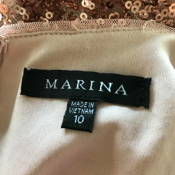 Marina Pink Rose Gold Sequin Dress Tulle Skirt Size 10 Party Holiday - Picture 7 of 8